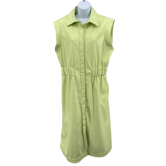 House of Harlow 1960 Shirt Dress Vegan Leather WMNS L Lime Green Utility Midi - Picture 1 of 13